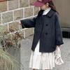 Girls' Double-Faced Wool Coat: Fall/Winter Casual Children's Wool Coat