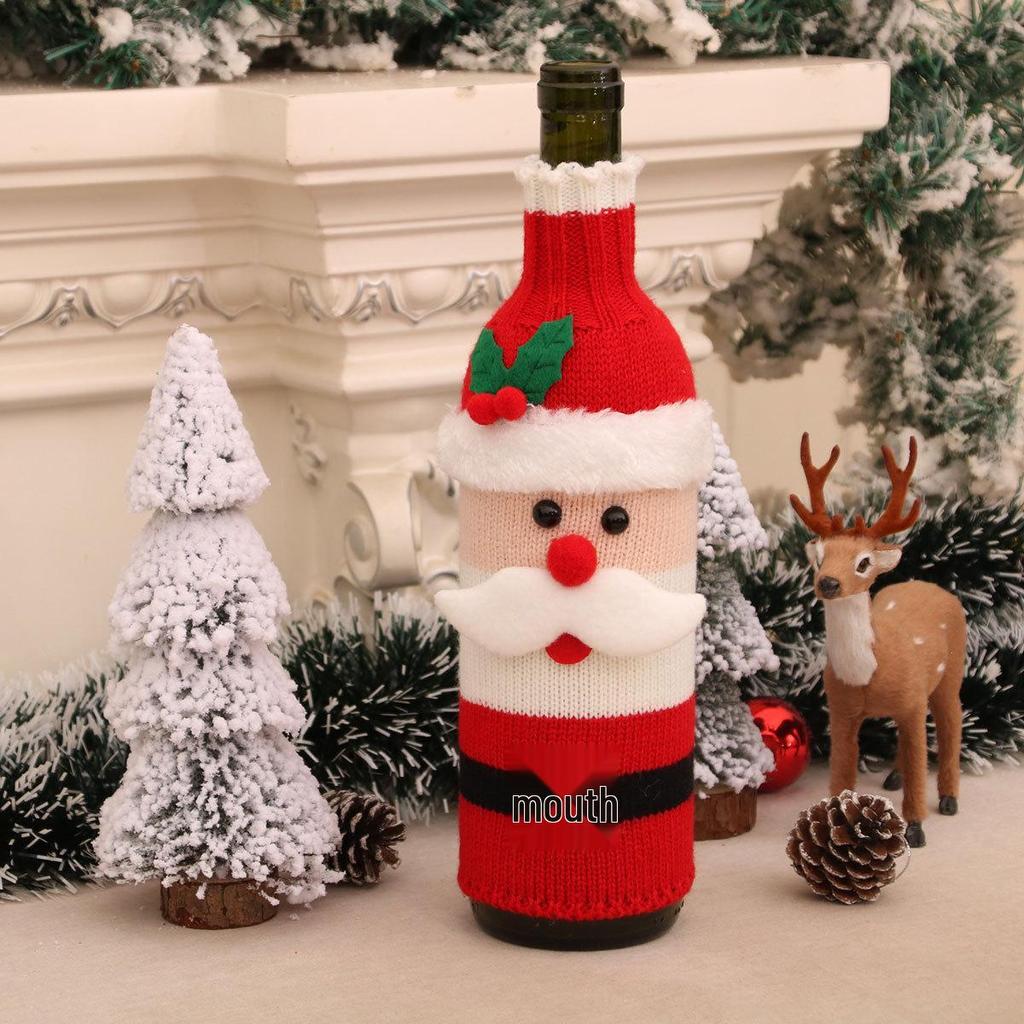 Knitted Wool Wine Bottle Cover for Christmas Decoration In Restaurants and Hotels