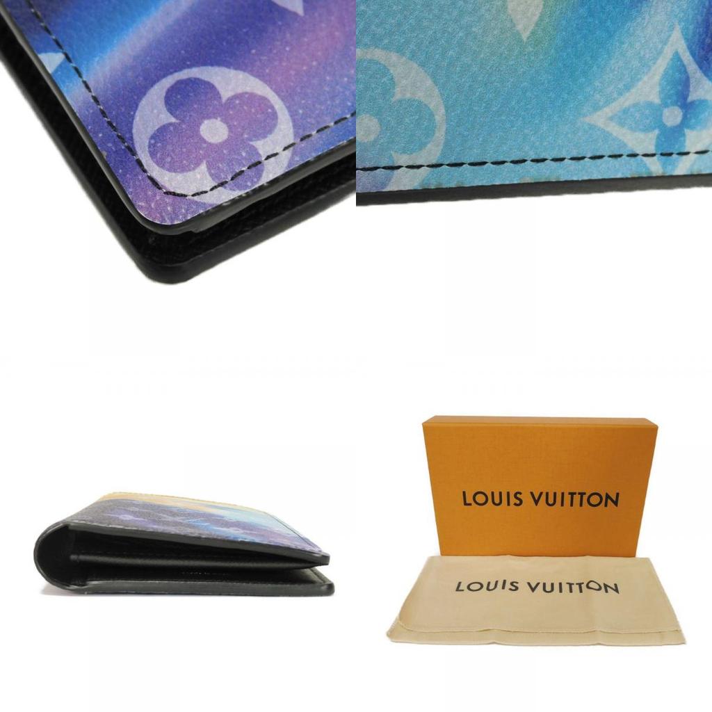 Used 12564 Portefeiulle Braza M80957 7940 LV logo tie-dye gradient RFID IC chip monogram sunset rainbow men's from