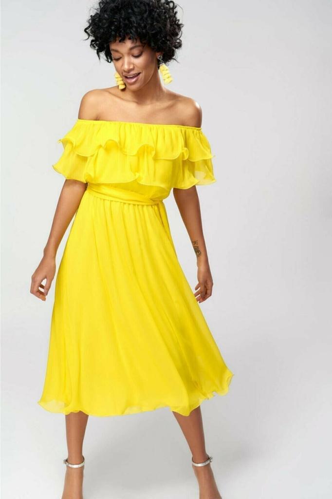 Women's Big Size Dress Carmen Collar Chiffon Dress