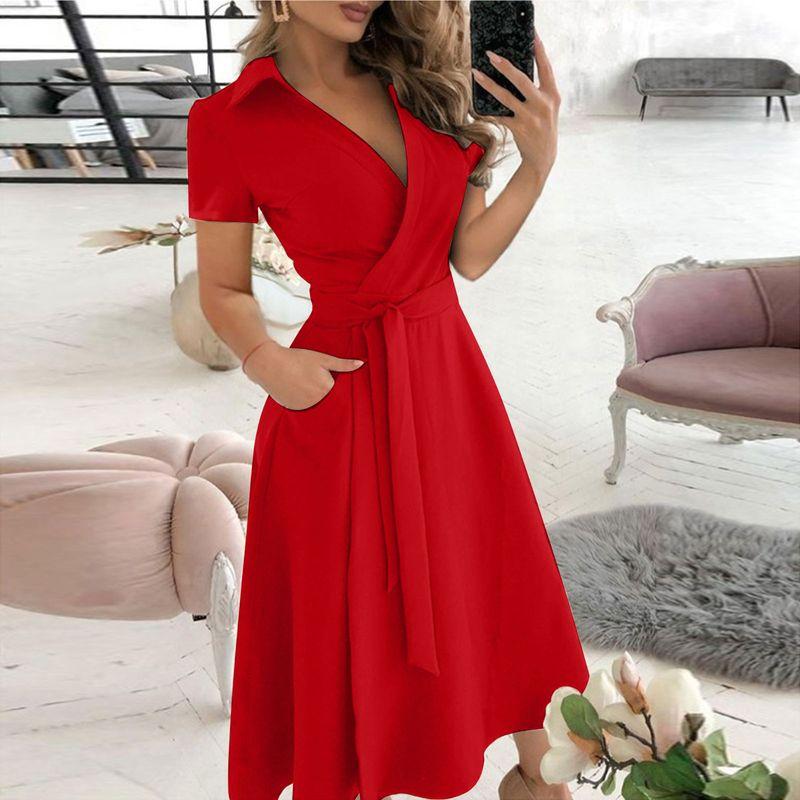 V-neck Printed Buttock Wrap Dress for Womenv Collar Print Sheath Dress