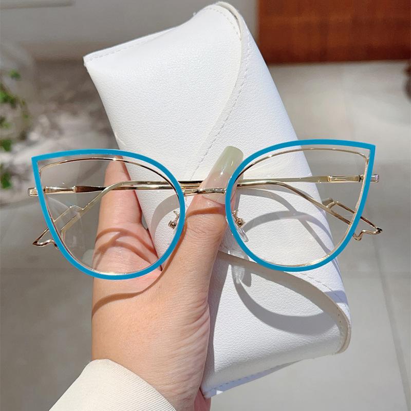 Trend Cat Eye Glasses Woman European American Stylish Eyeglasses Frame Women'S Anti Blue Light Glasses Computer Eyeglass
