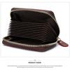 Genuine Leather Card Holder Zipper ID Credit Card RFID Blocking Slim Mini Wallet Organ Card Bag