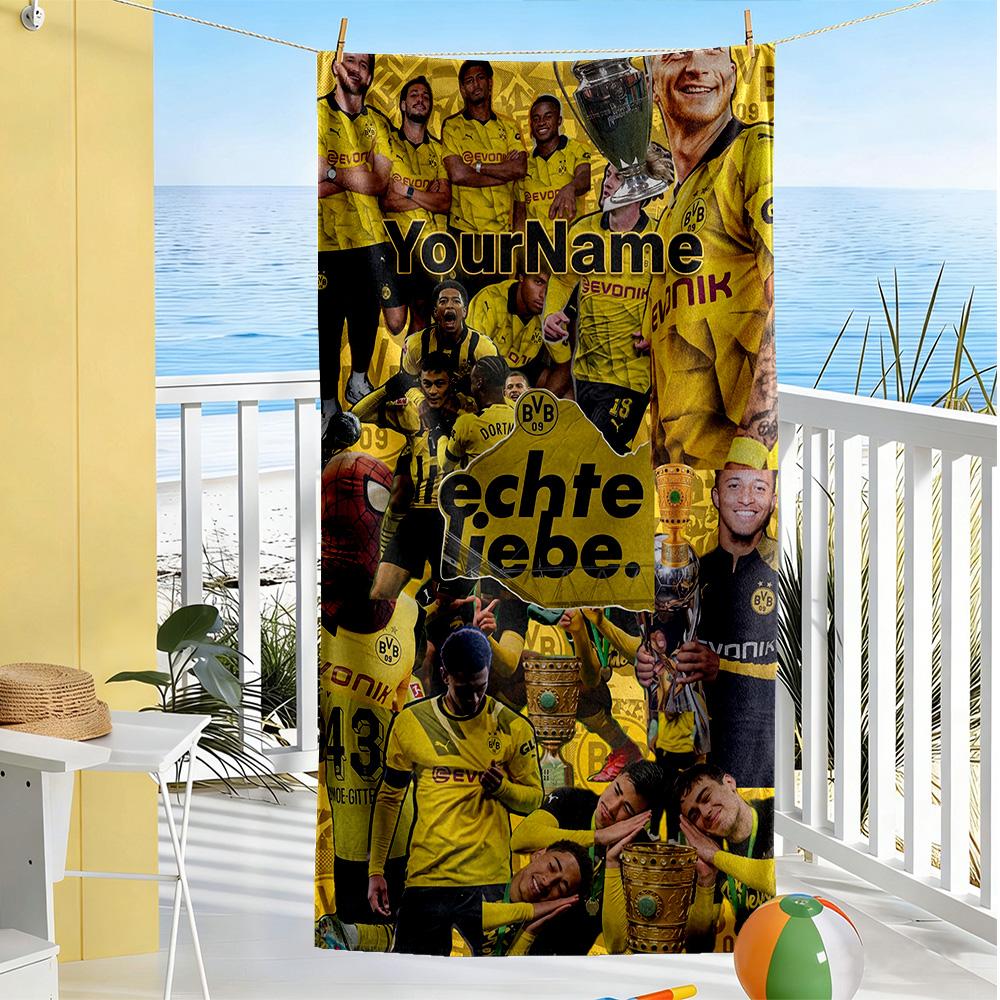 Borussia Dortmund Customizable Name Beach Towel Super Soft & Absorbent