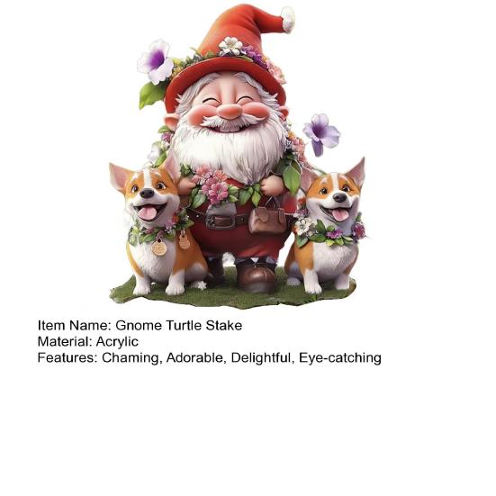 Gnome Family On Turtle Garden Stake Outdoor Acrylic Gnome Turtle Figurine with Stake for Lawn Patio Balcony Yard Decor