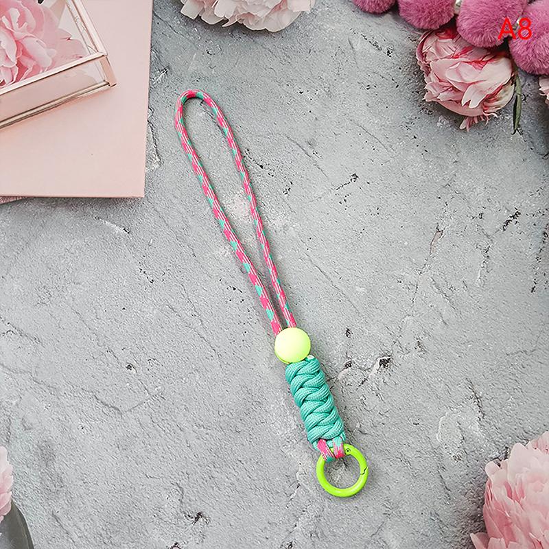 1Pc Color Combination Knot Mobile Lanyard Creative Short Braided Lanyard Mobile Phone Case Key Ring Can Be Detachable Anti-Loss