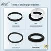 Silicone Kitchen Drain Pipe Sealing Ring, 1.5" T-shaped 45mm & 2" Convex 57mm Rubber Gasket