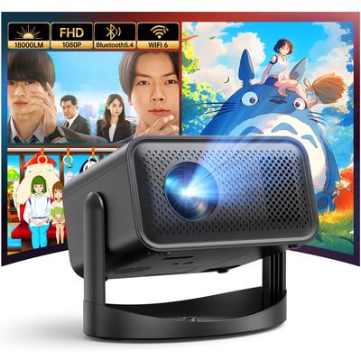 Projecteur Domestique Nouveau 4K Plafond Compact Électrique Automatique Keystone HiFi Bluetooth WIFI Compatible avec TV Jeu Cadeau [Modèle 2025, Rotation 360°, 18 000