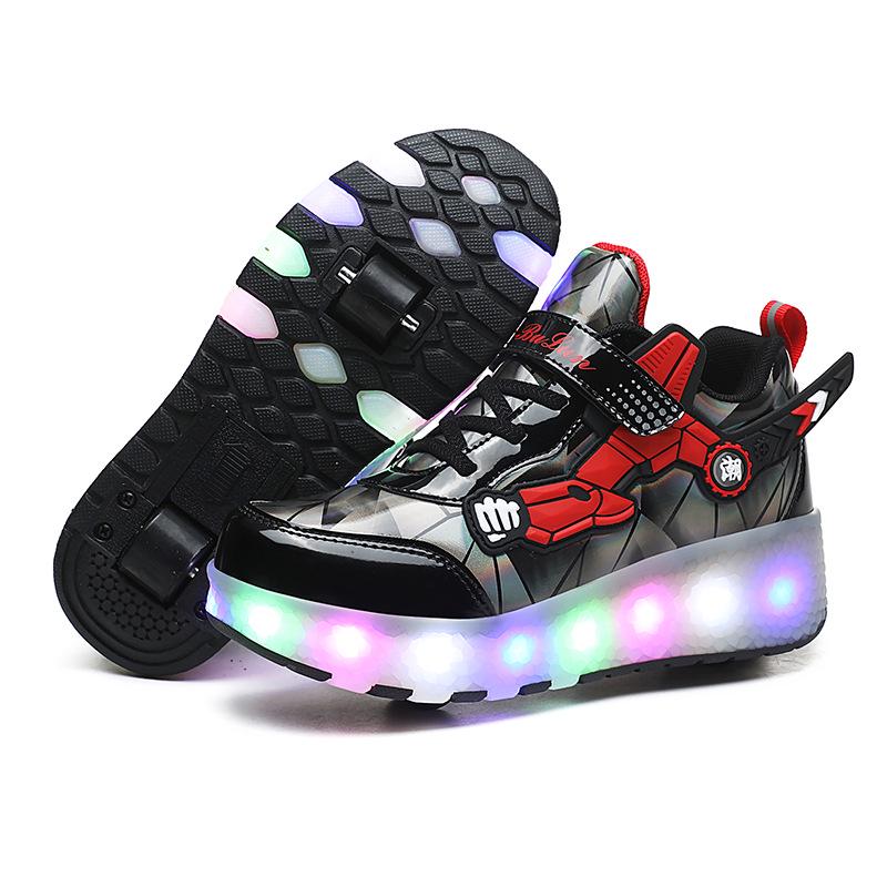 LED Light-Up Two-Wheel Roller Shoes - Colorful Outdoor Skating