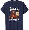 Bear Painter Funny Art Lover Graphic Tee Casual Cotton Short Sleeve TShirt for Men
