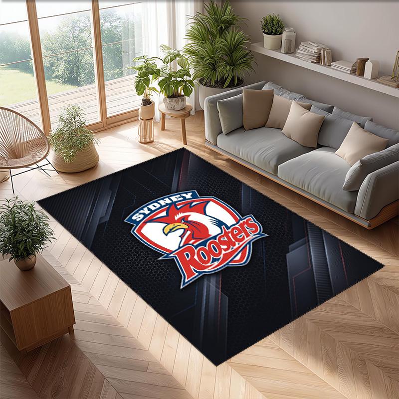 Sydney Roosters Kristall-Samt-Teppich Weich Anti?Rutschfeste Fußmatte Bequemer Wohnzimmer Schlafzimmer Dekor Teppich