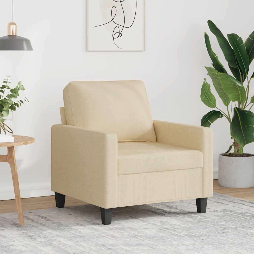 Vidaxl Armchair, Cream, 60 Cm, Upholstered In Fabric