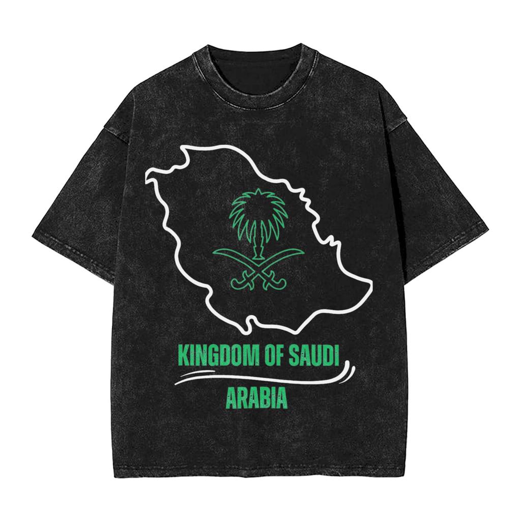 Harajuku Gewaschenes Hemd Saudi-Arabien September Accessoires Neuheit T-Shirt Oversize Nationalfeiertag Streetwear Sommer T-Shirt