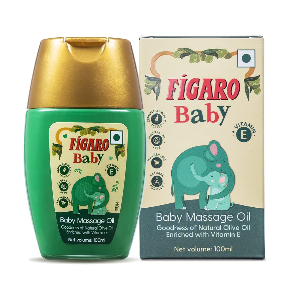 Figaro Baby Massage Oil 100 Ml Pack Of 1 With Natural Olive Oil & Vitamin E For Gentle Baby Skin Care