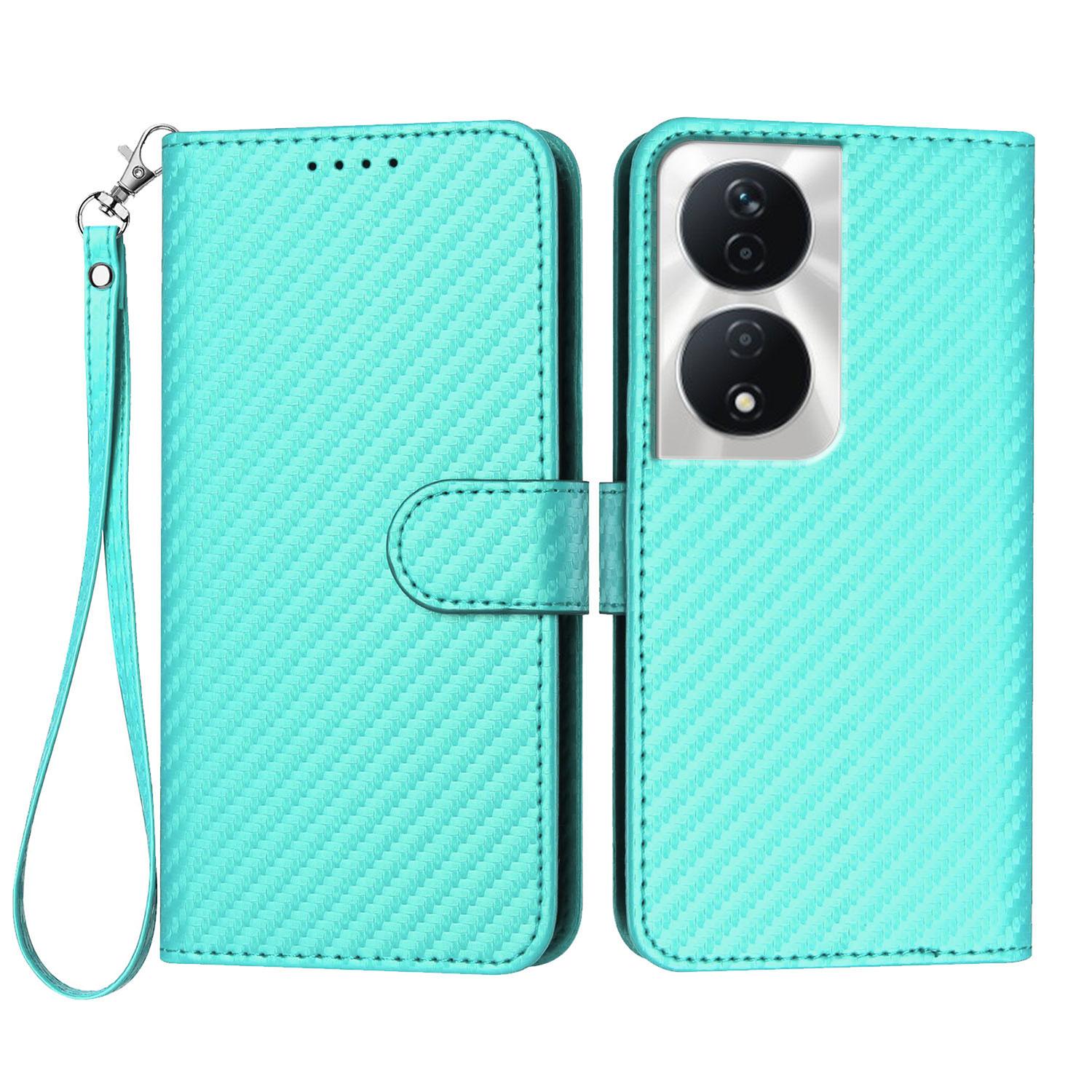 

For Honor X7b 5G/Honor 90 Smart/Honor Play 50 Plus 5G/Honor Play 8T 5G/Honor X7b 4G Wallet Case with Strap Carbon Fiber Texture Leather Mobile Cover E
