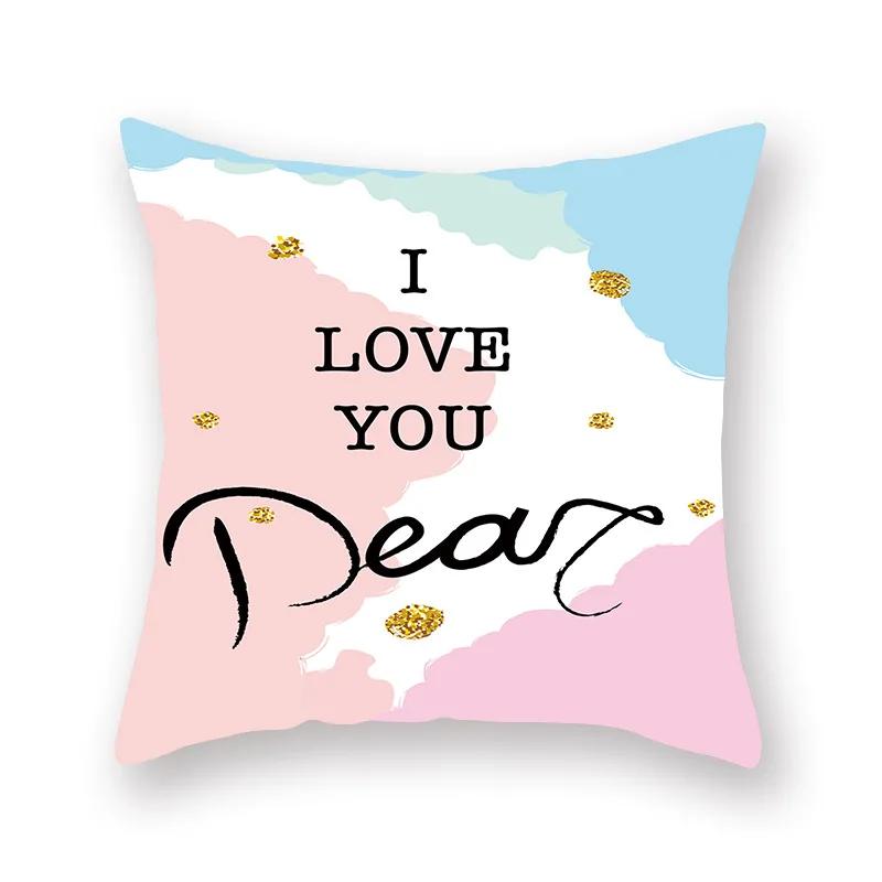 Cute Pink Red Heart Print Home Decor Pillow Sofa Cushion Cover Valentine's Day  Pillowcase