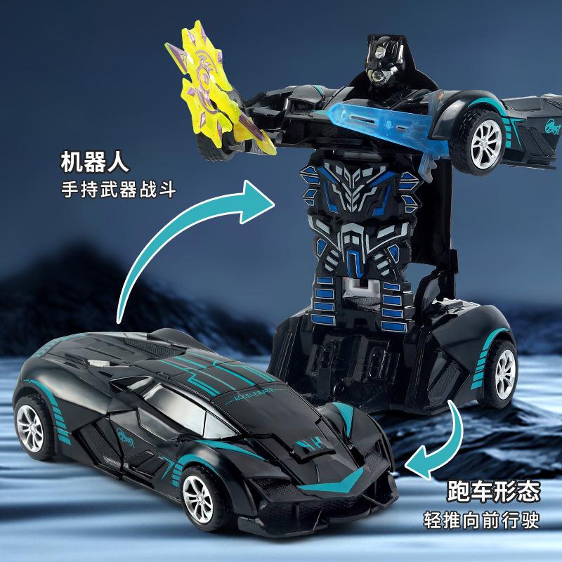 Inertia Deformation Robot Car Toy for Kids One Step Transformation Vehicle 1PCS синий