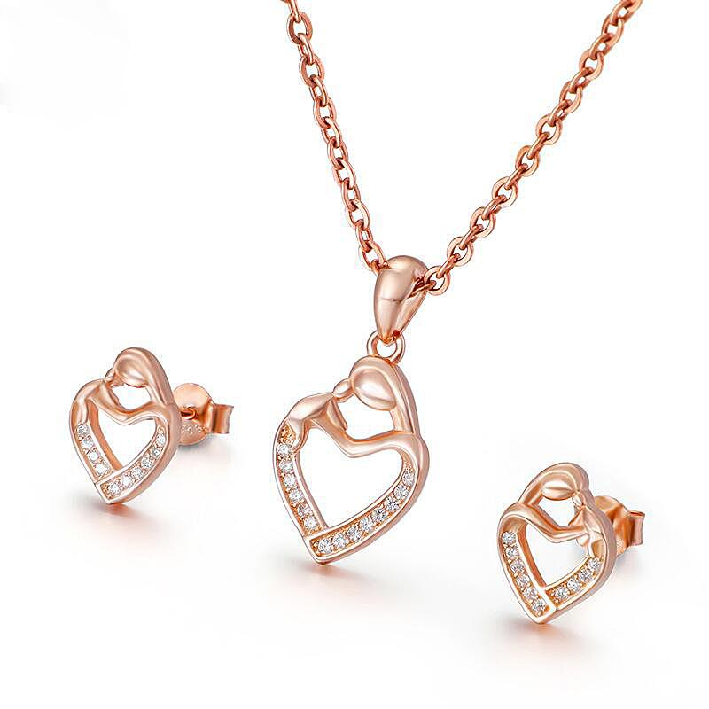 

Ожерелье Любовь Матери Подвеска Сердце Матери Розовое Золото Бриллиант Подарок на День Матери Ожерелье