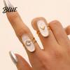 Adjustable Double-ring Opening Ring Finger Oval Design Enamel Process Women