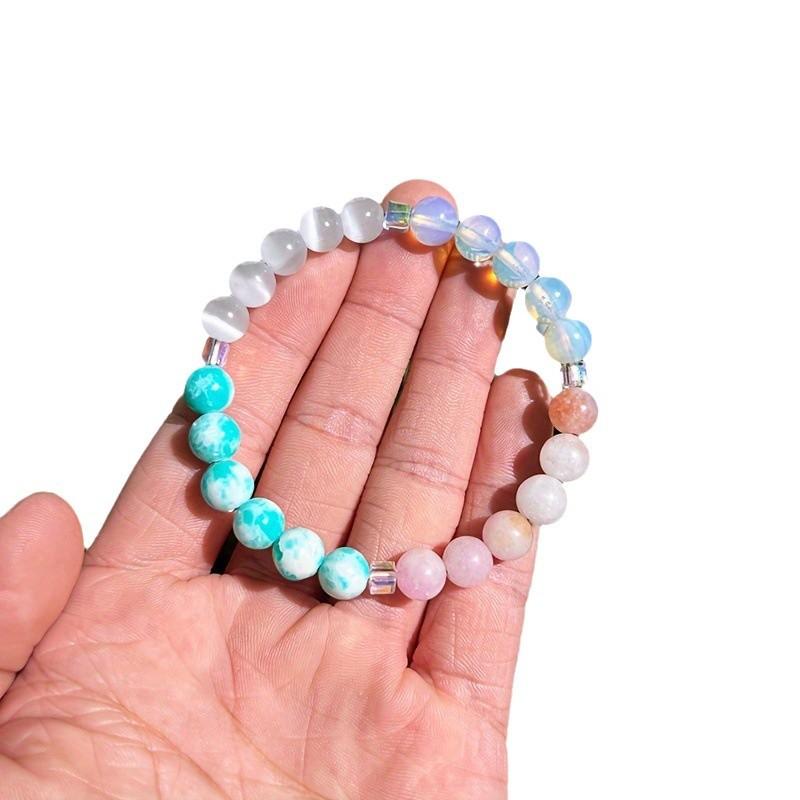 1ks Dámský energetický náramek s různými přírodními kameny opál oceánský kámen růžový křemen měsíční kámen