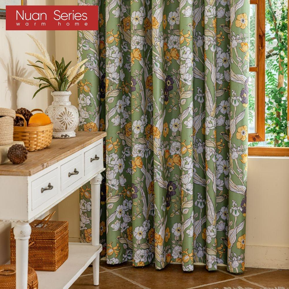 1PC Nuan Series French Romantic Antique Style Curtains with Printed Full Blackout Curtains for Bedroom Living Room Balcony Window for Home Decor