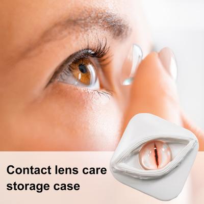 Strašidelné pouzdro na kontaktní čočky s dvojitými přihrádkami, držák na čočky se zrcátkem a pinzetou, přenosný úložný box na make-up a cosplay doplňky