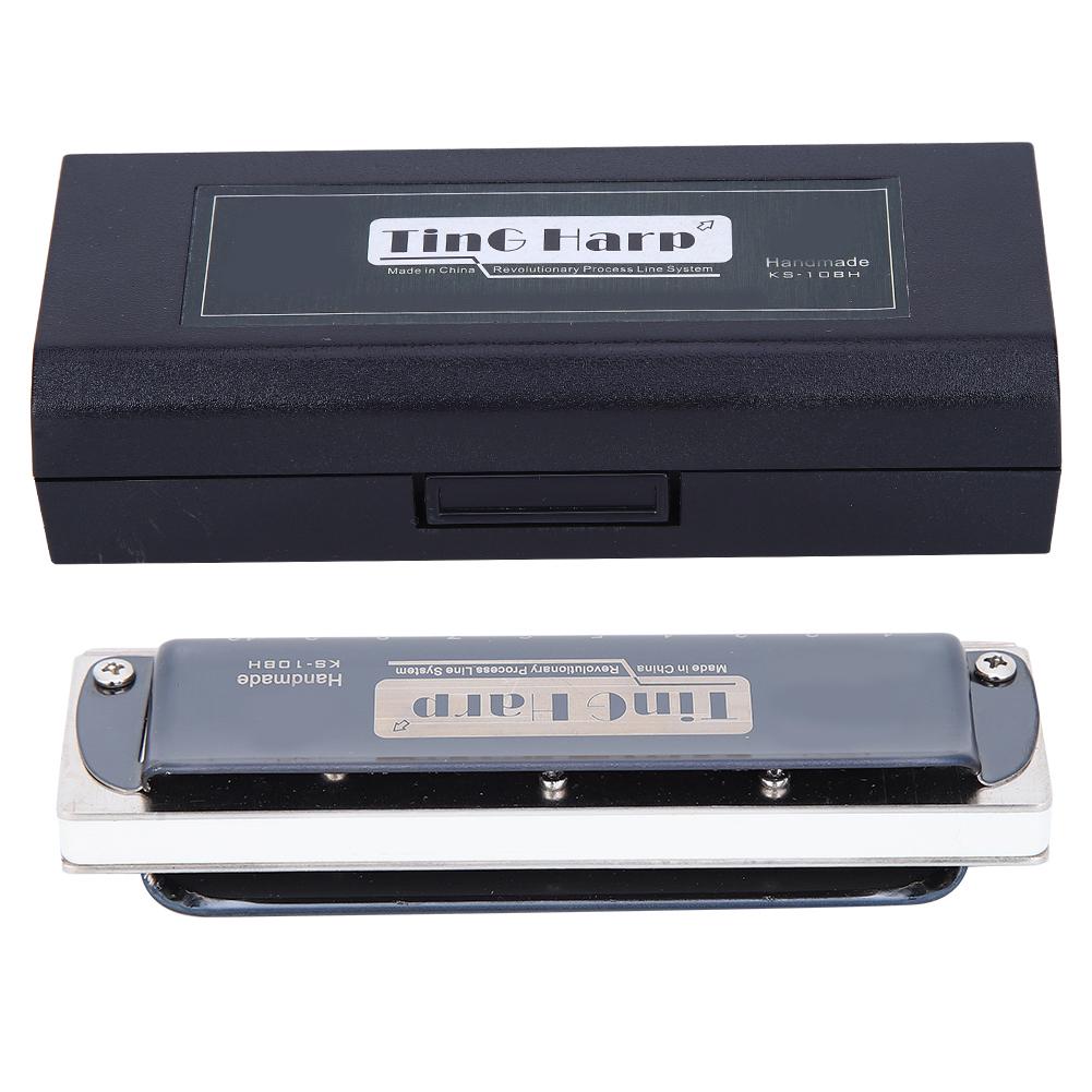 Blues Harp Mundharmonika 10-Loch Mundharmonika Eb Tonart Musikgeschenke Phosphorbronze Stimmzunge(Weiß )