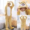 Unisex Couple  Onesie Shiba Inu Kigurumis Yellow Dog Pajamas With Sllippers Home Wear Winter Warm Flannel Jumpsuit Funny Overall