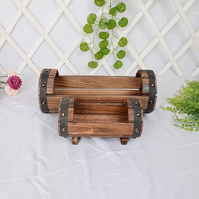 Dropshipping Carbonized Wooden Flower Pot Succulent Plant Potted Planter Preservative Wood Flower Box
