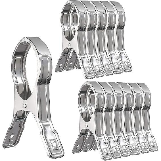 WEBI Pool Cover Clips Beach Towel Clips,12 Packs 5.5 Inch Beach Chair Clips,Above Ground Pool Cover Clamps for Chairs,Cruise,Boat,Blanket,Quilt