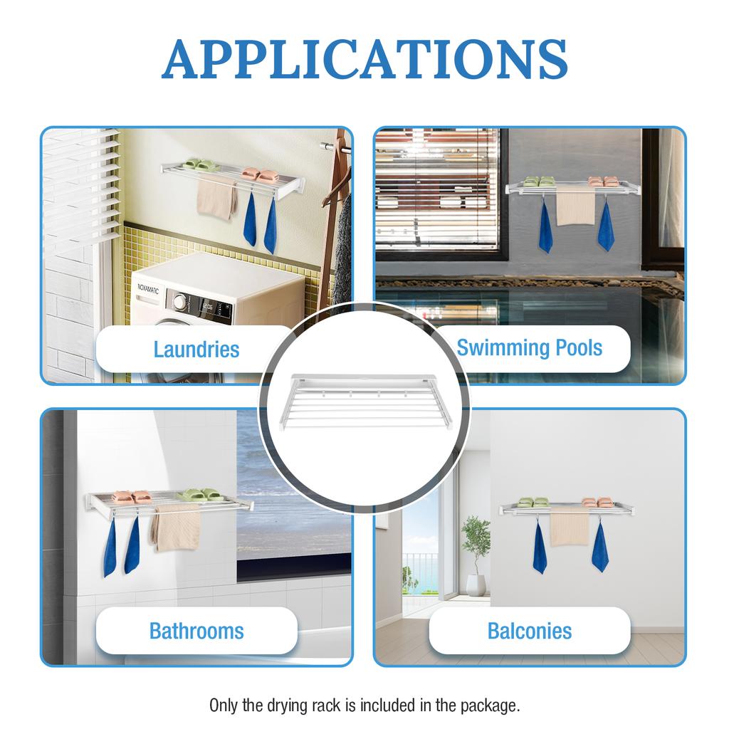 Retractable Wall Mounted Laundry Drying Rack Foldable Aluminum Holder for Balcony Bathroom Clothes Towel