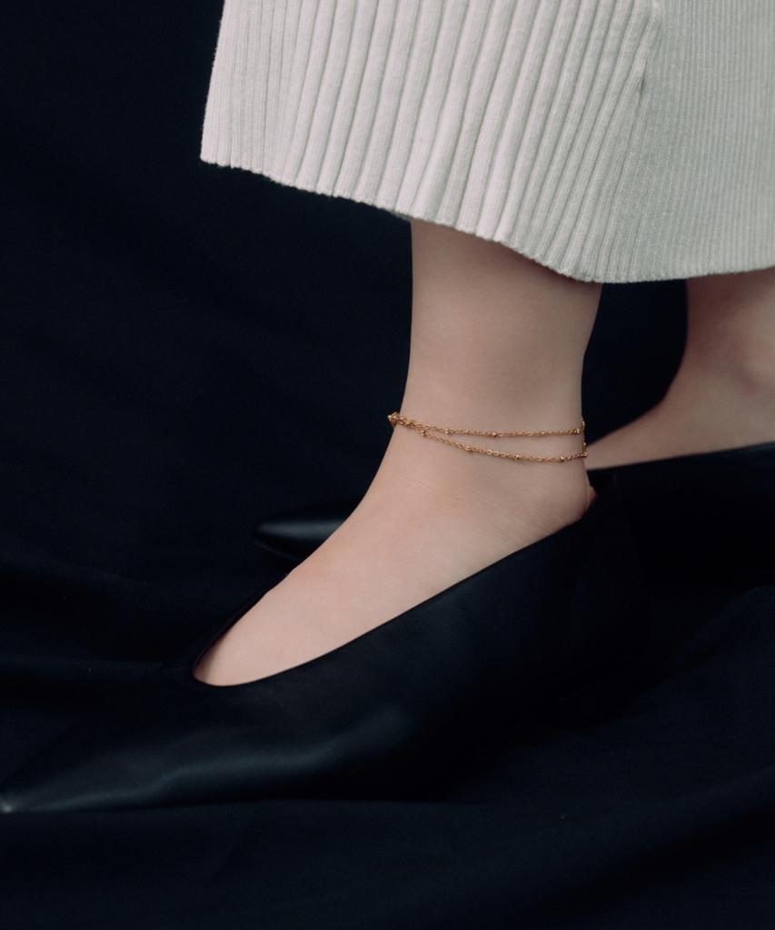 Novice Tokyo Double Glitter Chain Anklet [Stainless] / Gold