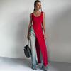 2025 Sexy Sleeveless Side High Split Dress Solid Backless Women Midi Dresses Summer Party Club Streetwear Clothes Y2K