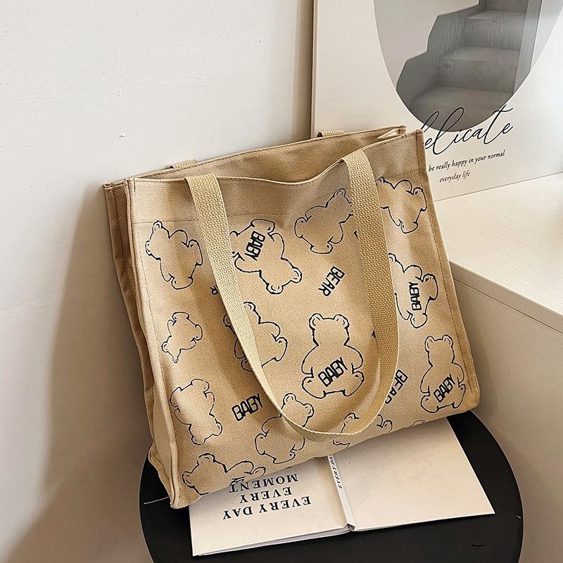Large capacity canvas bag new shoulder bag simple women's bag shopping bag