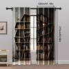 2pc,  Scene Curtain Modern Bookshelf Protecting Privacy Holiday Decorations for Room Decor Aesthetic