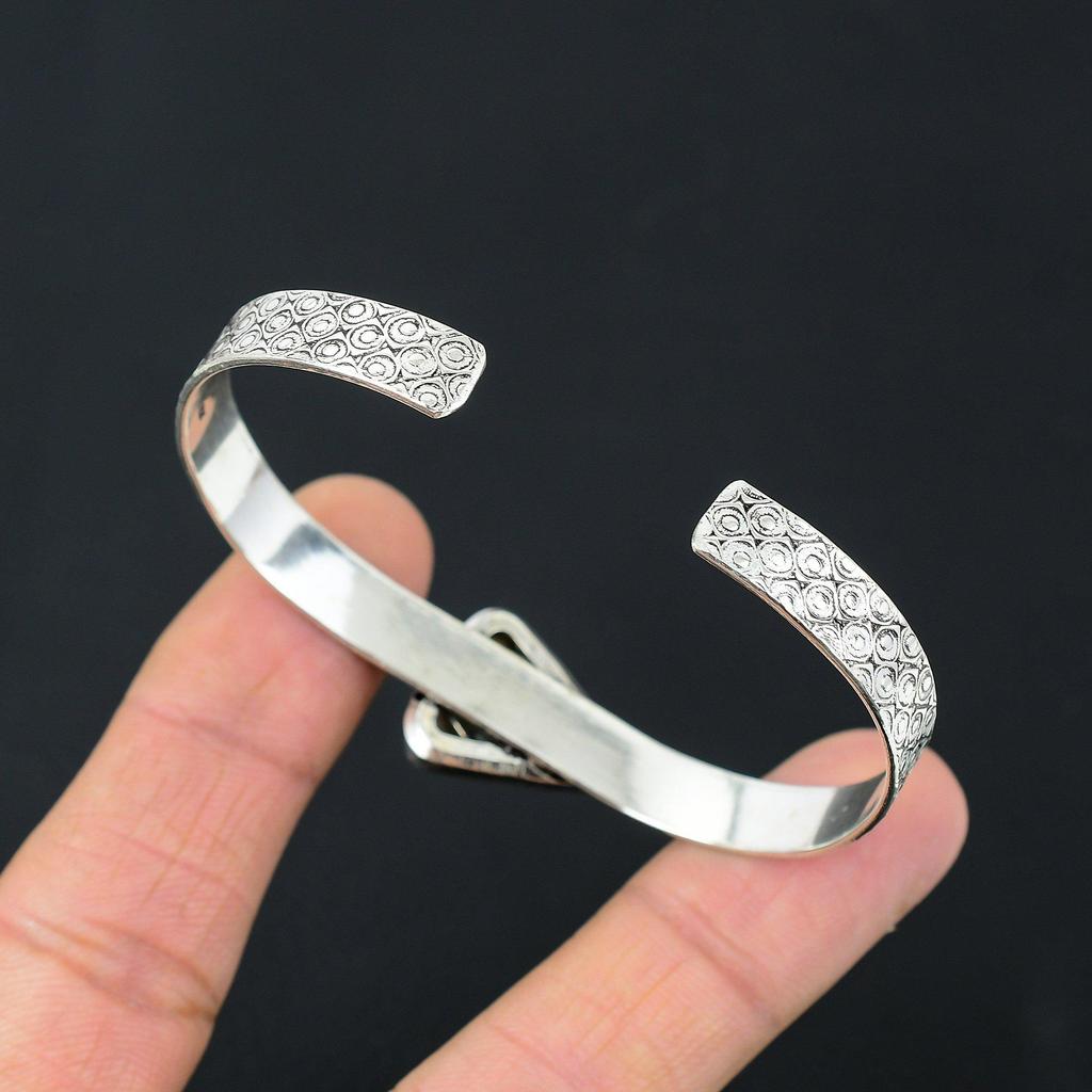 925 Silver Trillion Natural Dendrite Tiger Wedding Mother Ethnic Bangle Bracelet