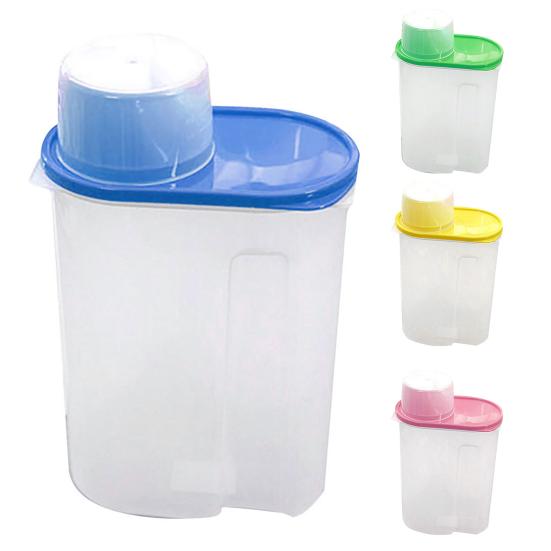 Cereal Storage Box with Lid Measuring Cup Plastic 1.9/2.5L Food Storage Dispenser for Cereals
