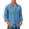 Men's Long Sleeves Pocket Single- Buckle Flip Collar Shirt