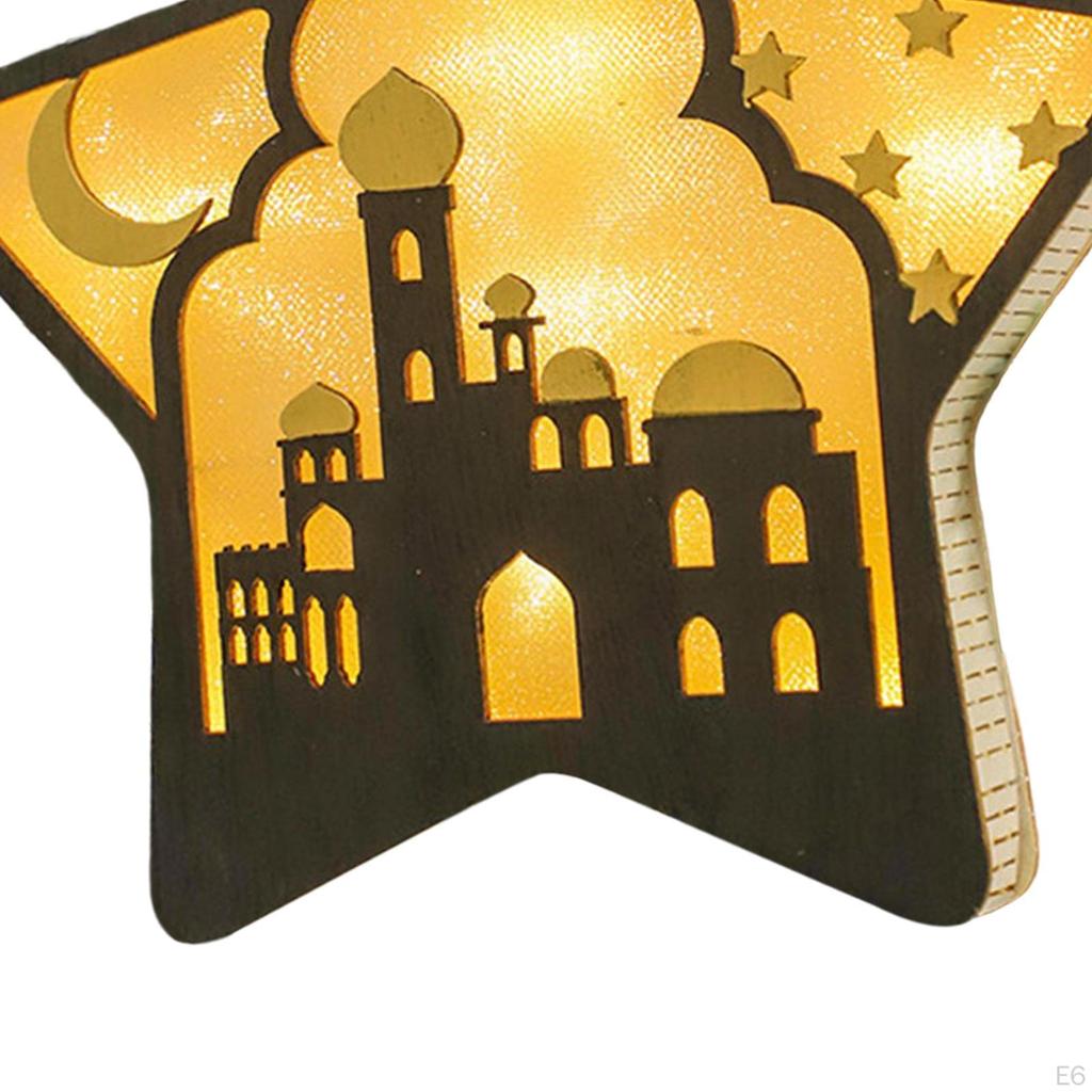 Wood Eid AL Adha Lights Decoration Pendant Lamp Night Light Islamic Muslim Style Islam Hanging