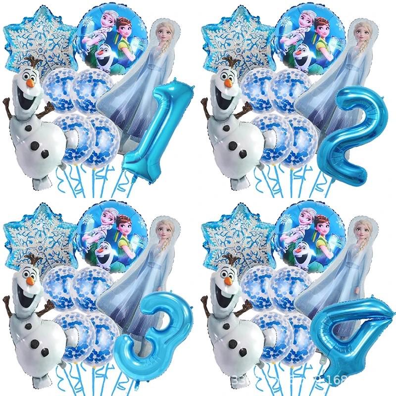 9-Piece Elsa and Anna Princess Olaf Balloon Set for Girl's Birthday Party