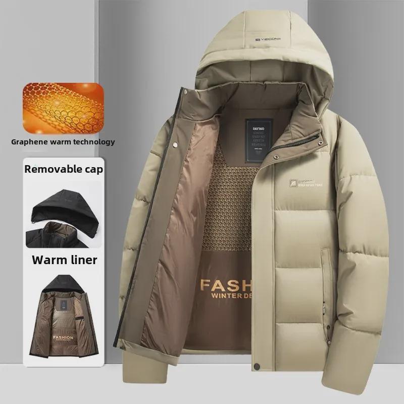 Graphene Herren-Baumwolljacke mit Kapuze – Dicker, warmer Wintermantel für junge und mittelalte Väter