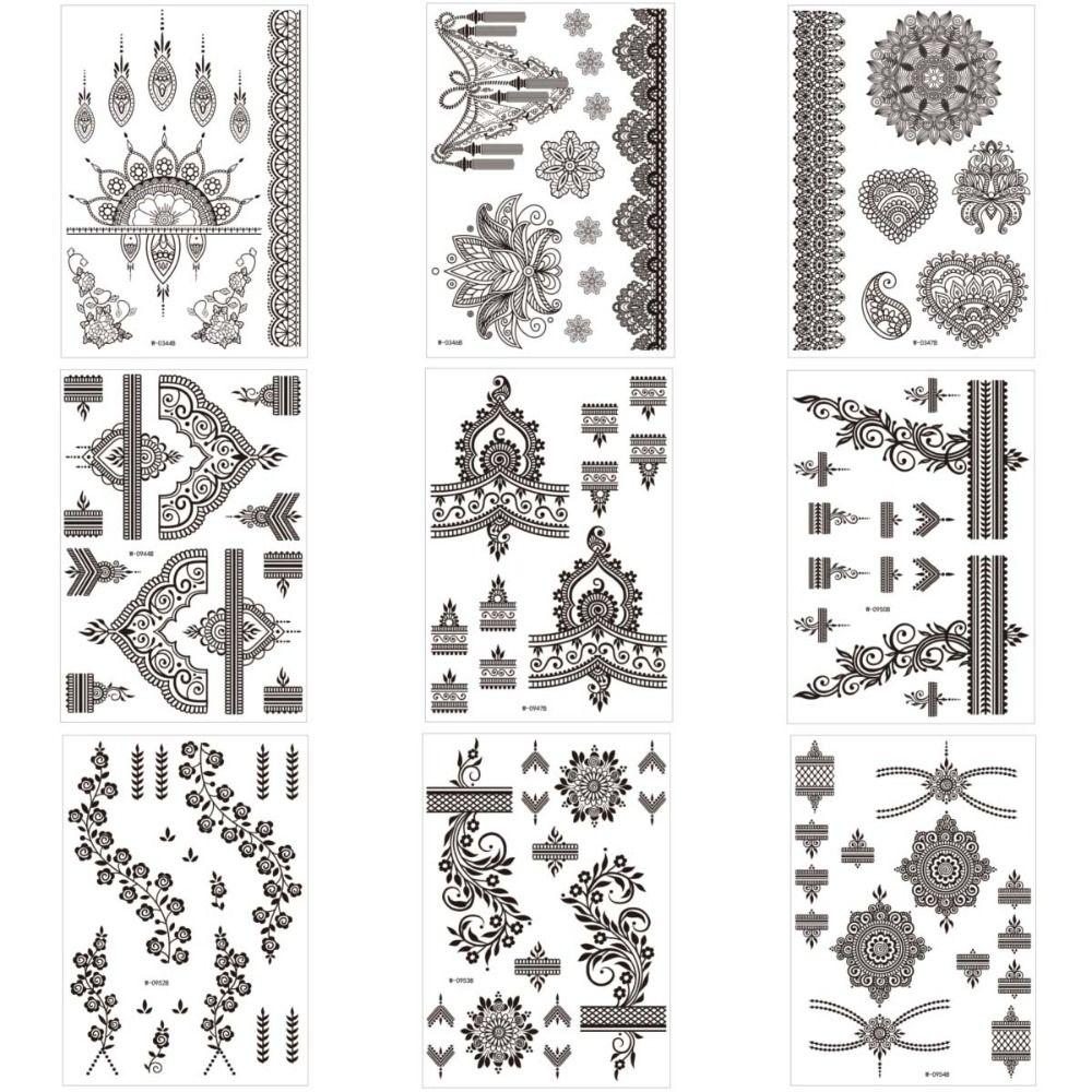 Lace Fake Tattoo Henna Tattoo Stickers Black Mehndi Stickers Body Art Sticker Finger Hand