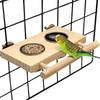 Stainless Steel Enclosure Feeder Cups Foraging Toy Parrot Food and Water Bowl Stand Avian Feeding Dish with Perch Sturdy &