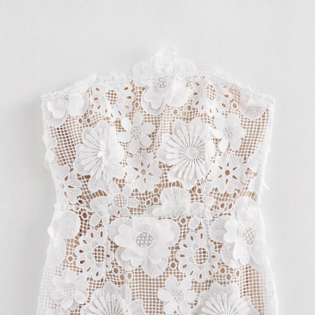 2024 European & American Style Women's 3D Floral Strapless Slim Dress