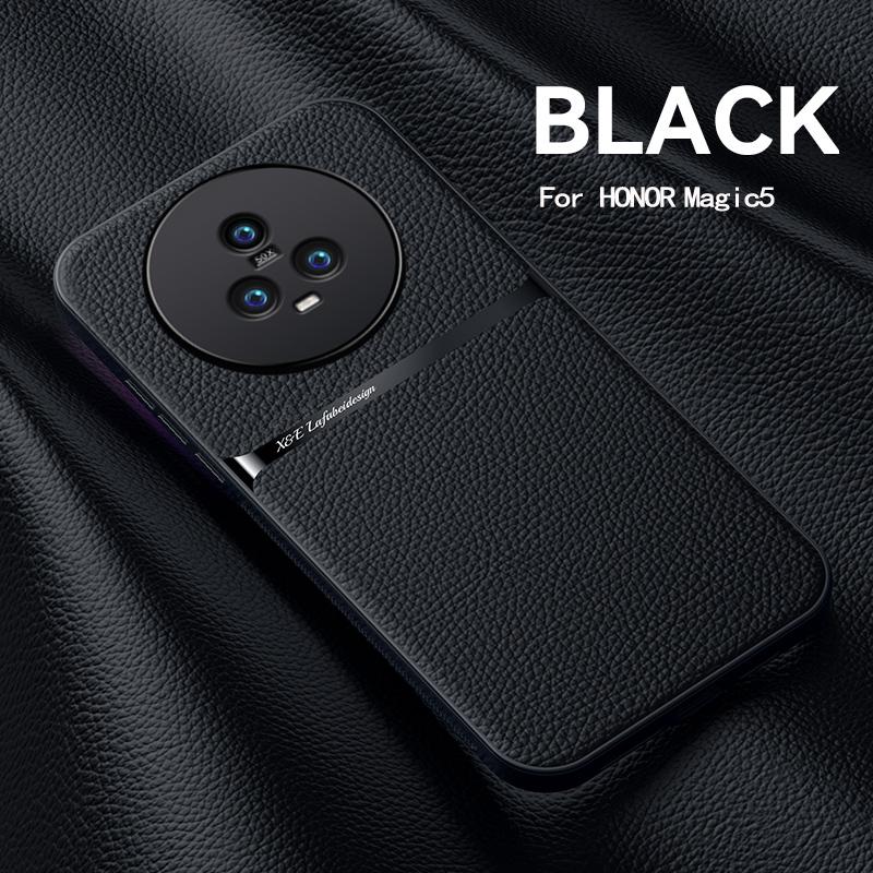 Pro pouzdro Honor Magic5 Pro 5G Luxusní pouzdra na telefon s magnetem a texturou kůže pro Honar Honer Magic5pro Magic 5 Pro 5pro 5G Zadní kryt