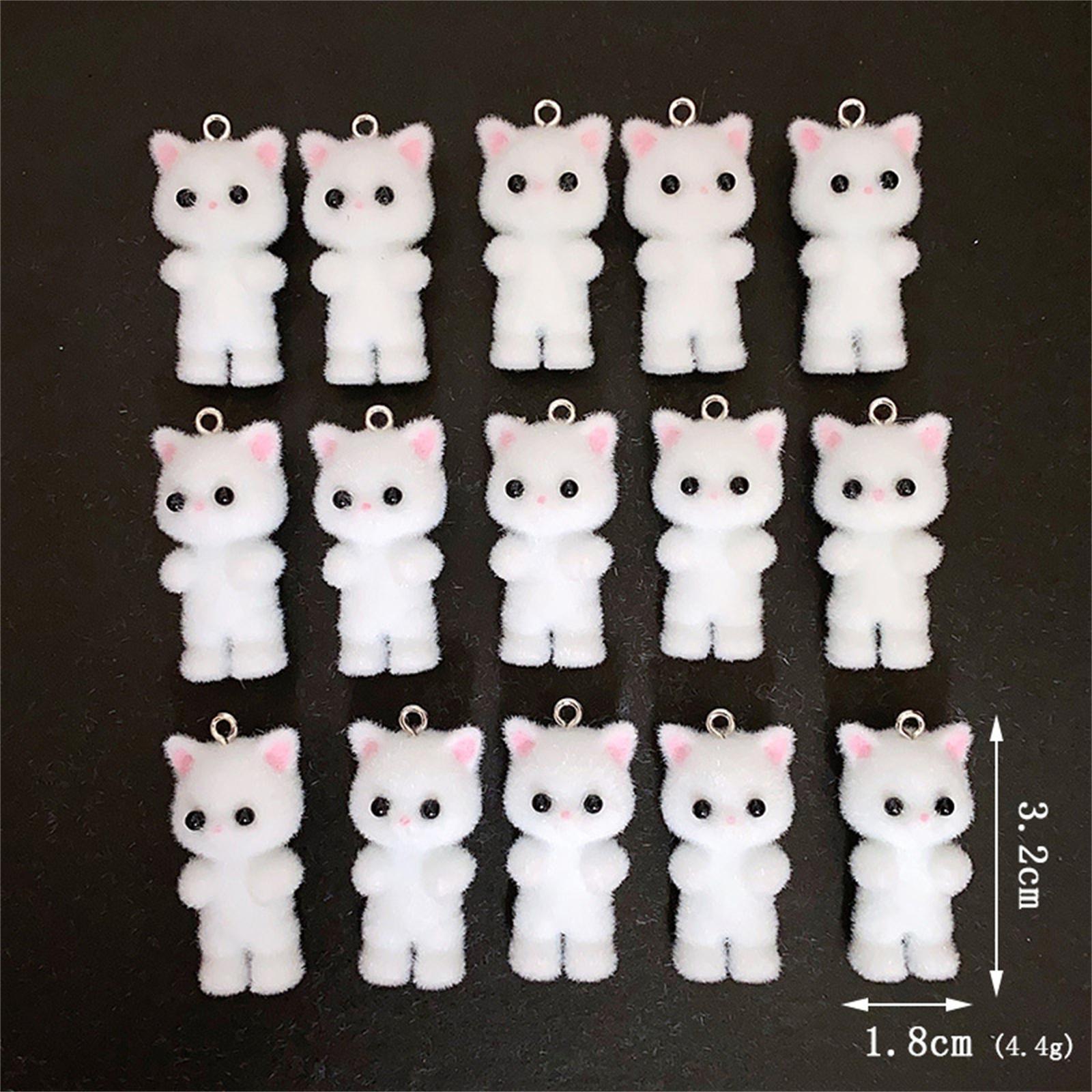 

30 Piece Bulk Wholesale Flocking Pendants Kawaii Cat Animal Chamrs For Keychain Necklace Pendant DIY Crafts Jewelry Making белый