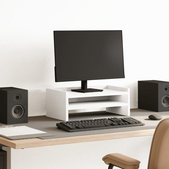 VidaXL Support de moniteur blanc 42x24x16 cm bois d'ingénierie, support d'écran, étagère de moniteur, base de moniteur 854715