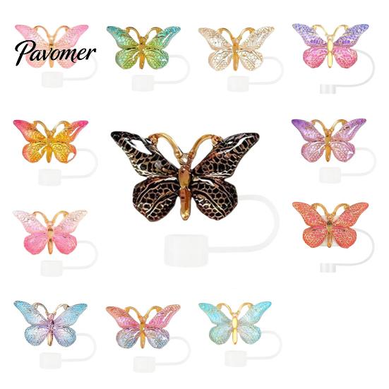 Cute Butterfly Straw Caps Silicone Toppers Covers for 10mm Straws, Dust-Proof Reusable Personalized Decorations Tumblers, Colorful Tips Accessories