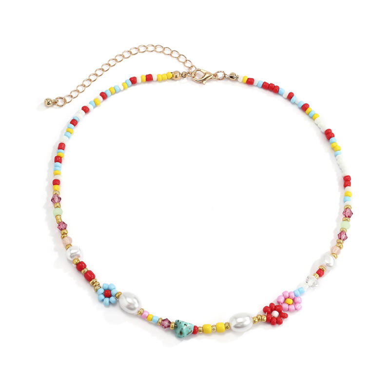 Summer Fashion Accessories Beaded Necklace Daisy Pearl Choker