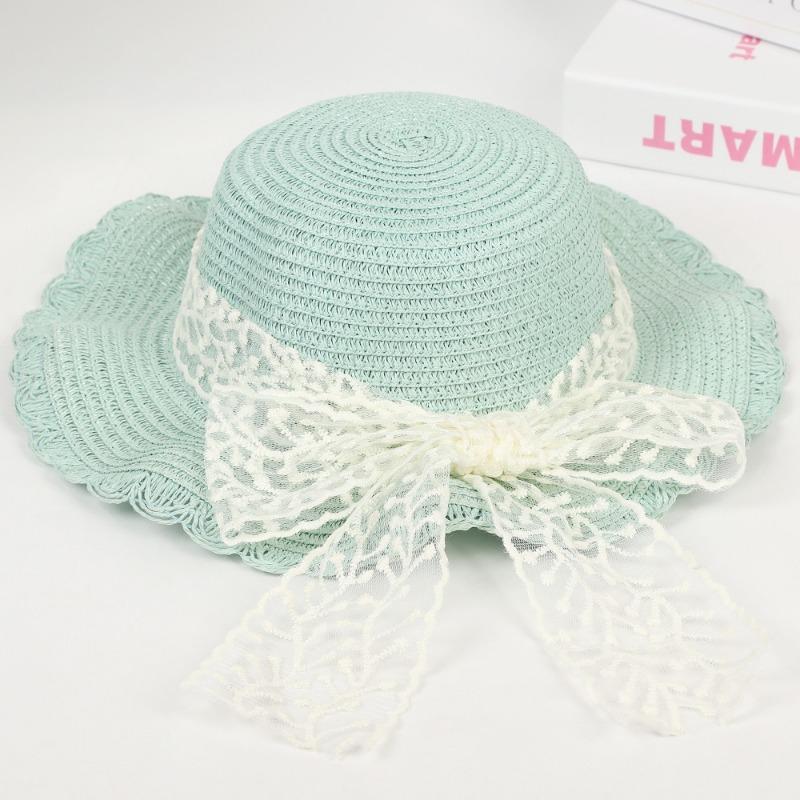 New Lace Ribbon Straw Hat Women's Summer Sunscreen Sun Hat Seaside Shade Idyllic Hat